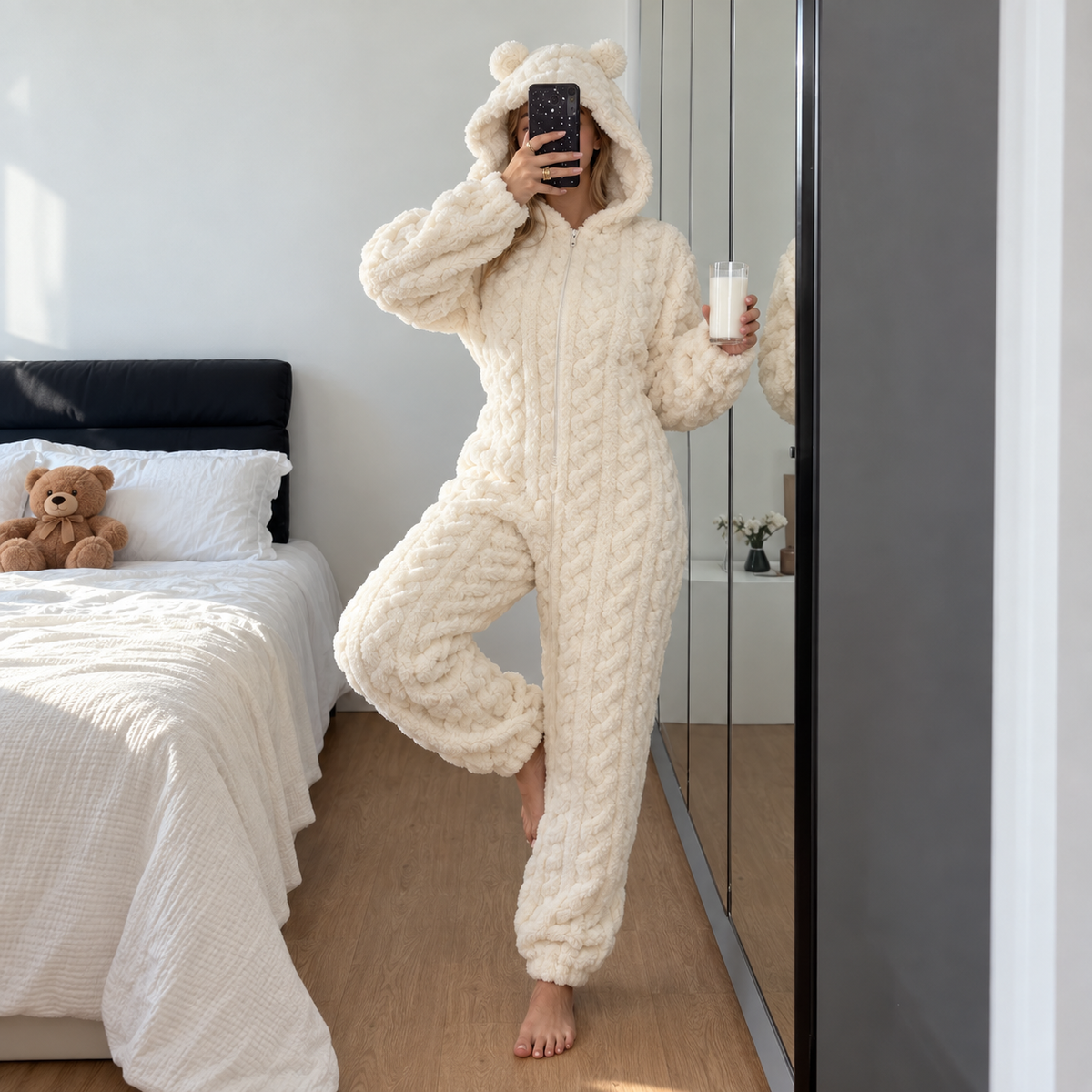 Emmi - Combinaison pyjama teddy à oreilles d'ours