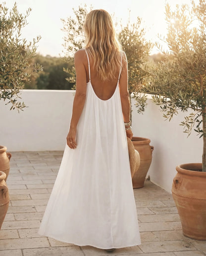 Robe longue dos nu fluide — Albane